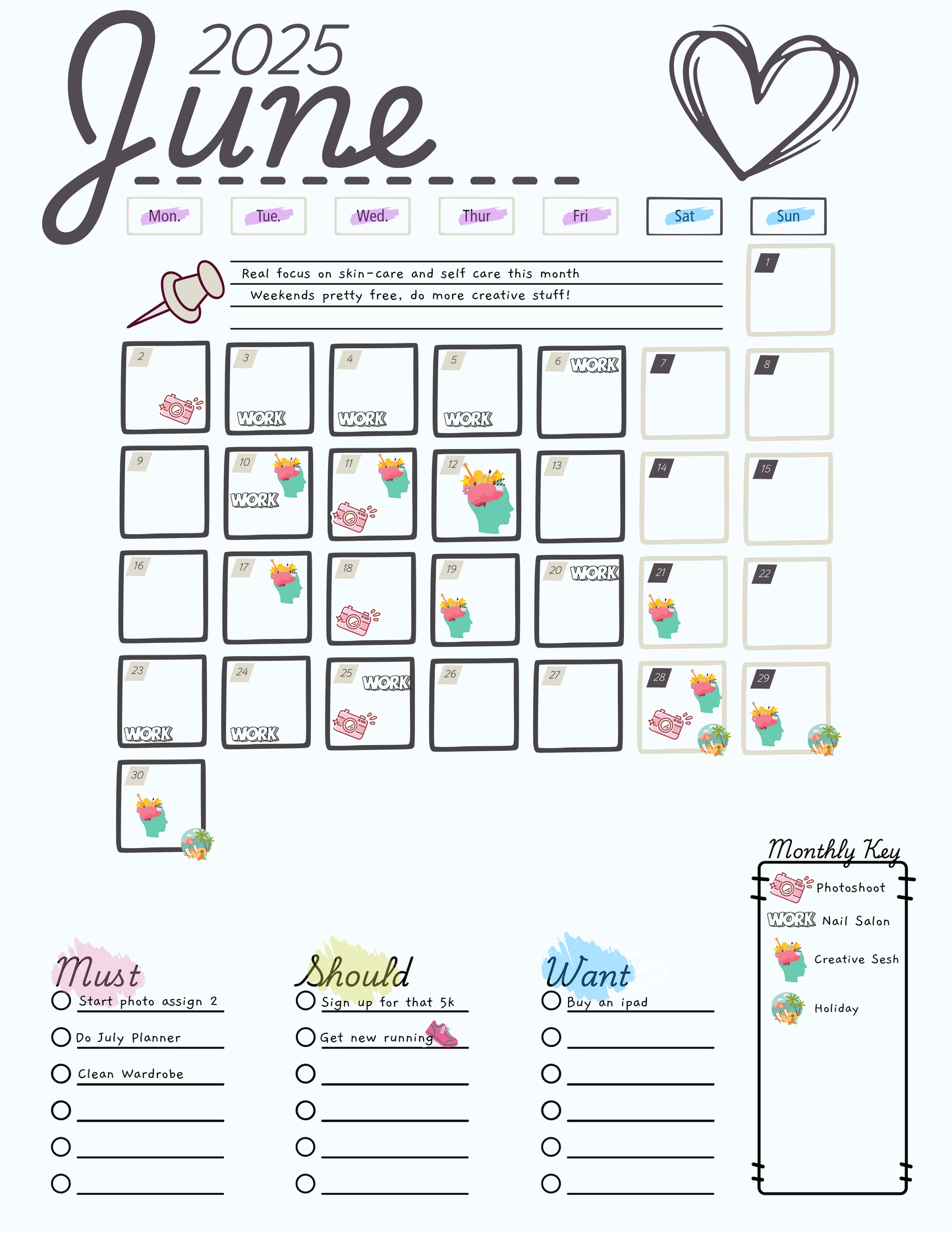 ✨ June Self-Care Planner Printable + Canva Template ✨ - Drop Fanatic
