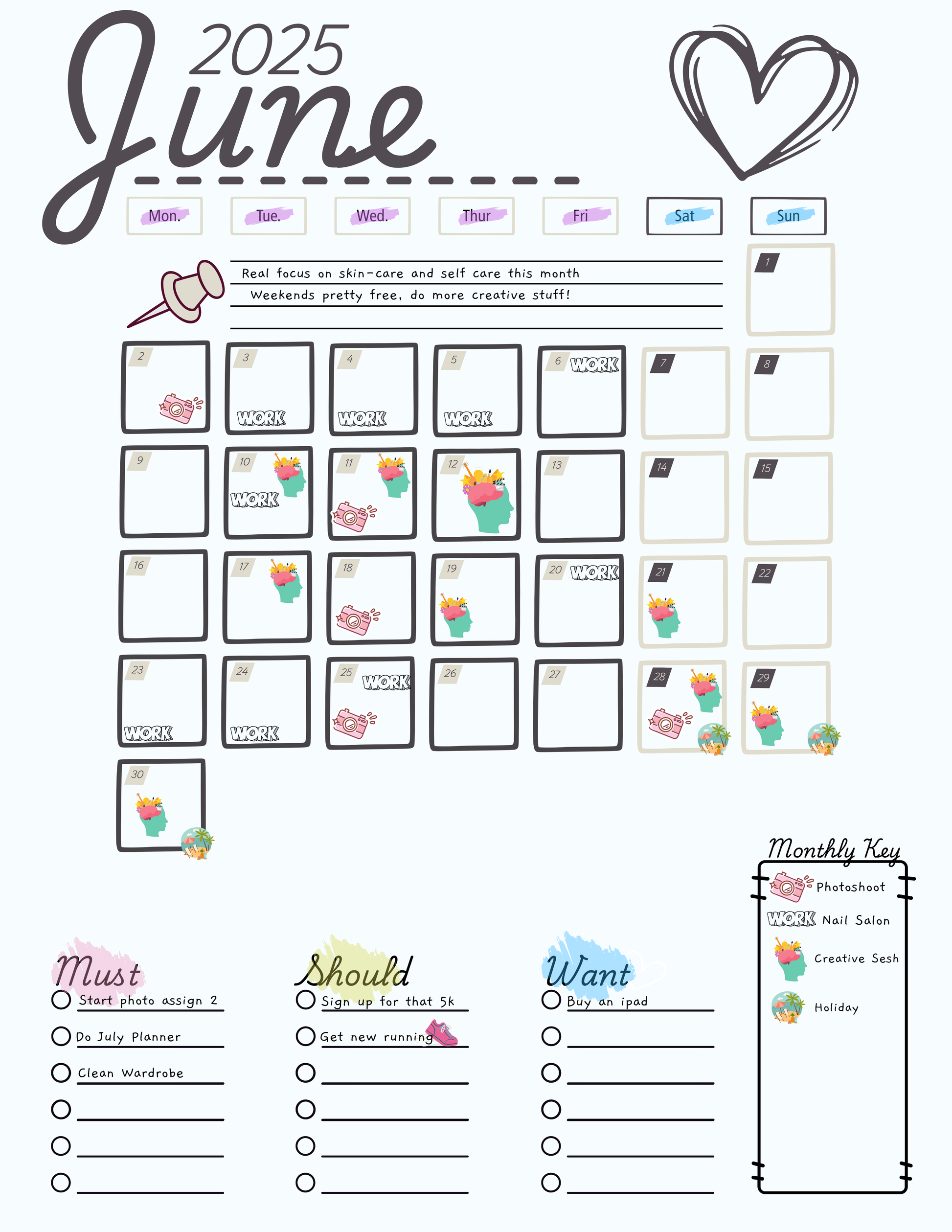 ✨ June Self-Care Planner Printable + Canva Template ✨ - Drop Fanatic