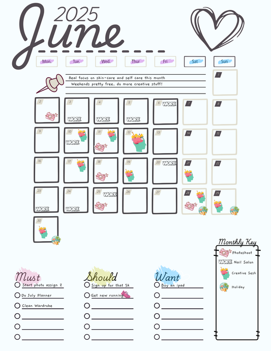 ✨ June Self-Care Planner Printable + Canva Template ✨ - Drop Fanatic