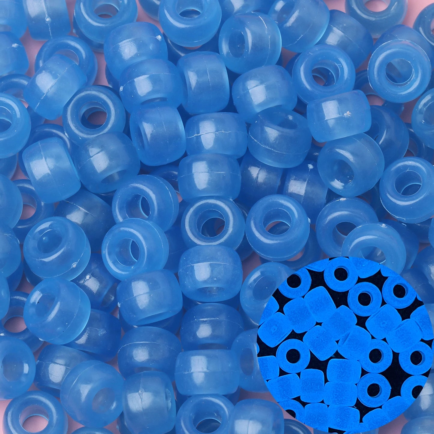 100pcs Blue Color 6x9mm Pony Beads Acrylic Loose Beads Diy Craft Jewelry Bracelets Making Hair Supplies - Drop Fanatic