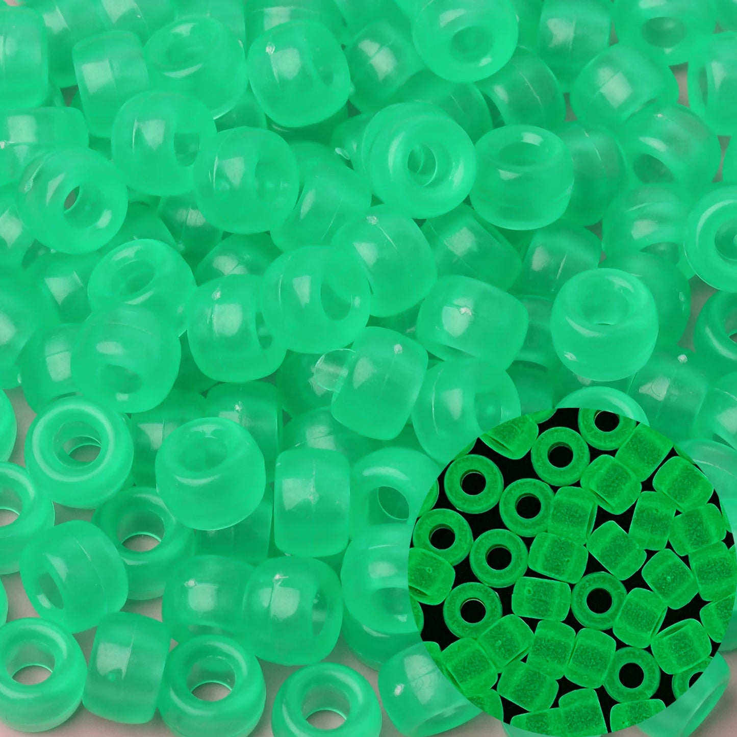 100pcs Green Color 6x9mm Pony Beads Acrylic Loose Beads Diy Craft Jewelry Bracelets Making Hair Supplies - Drop Fanatic