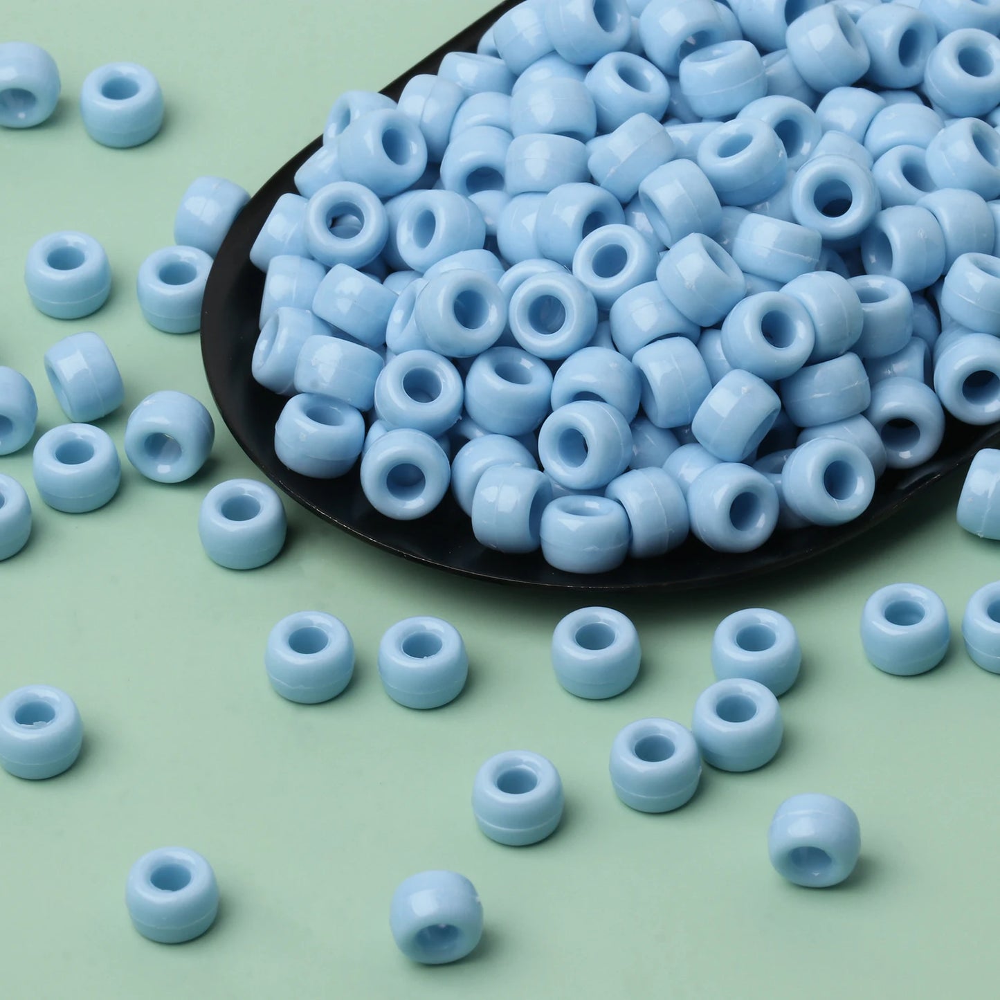 100pcs Blue Color 6x9mm Pony Beads Acrylic Loose Beads Diy Craft Jewelry Bracelets Making Hair Supplies - Drop Fanatic