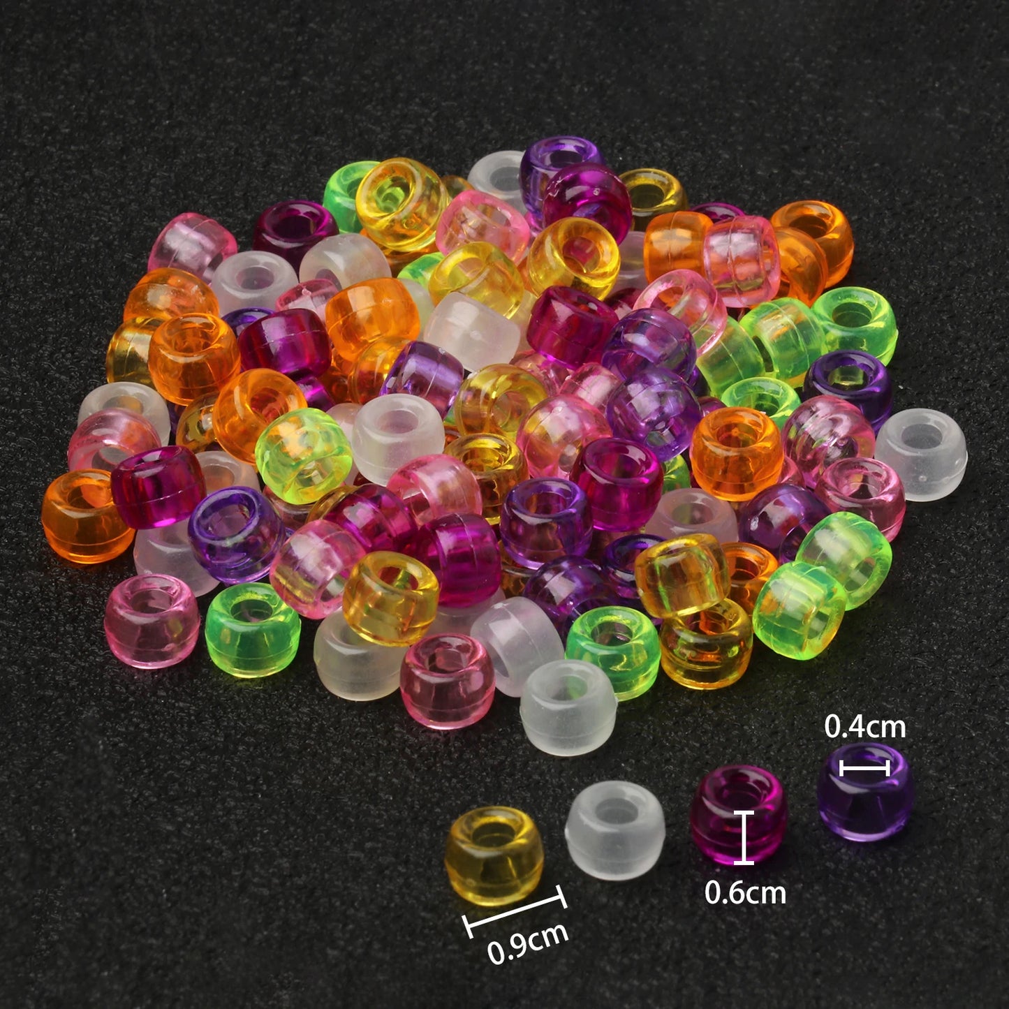 100pcs Wholesale Clear Colored Pony Beads 6x9mm Acrylic Loose Spacer Beads For Jewelry Making Diy Nakelace Bracelet Supplies - Drop Fanatic