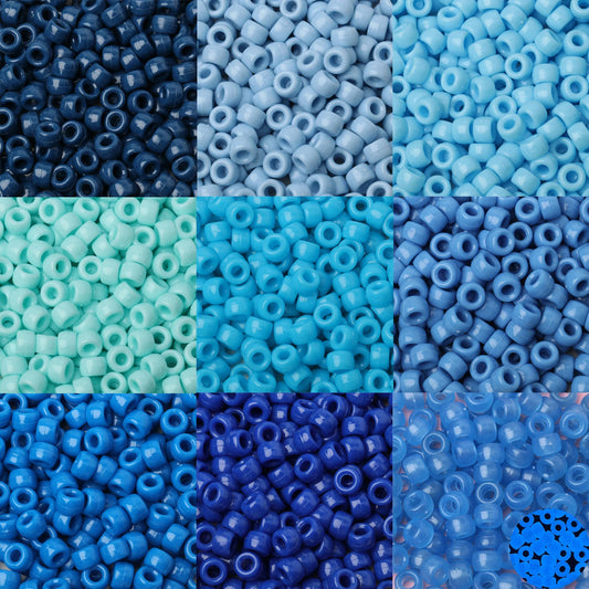 100pcs Blue Color 6x9mm Pony Beads Acrylic Loose Beads Diy Craft Jewelry Bracelets Making Hair Supplies - Drop Fanatic