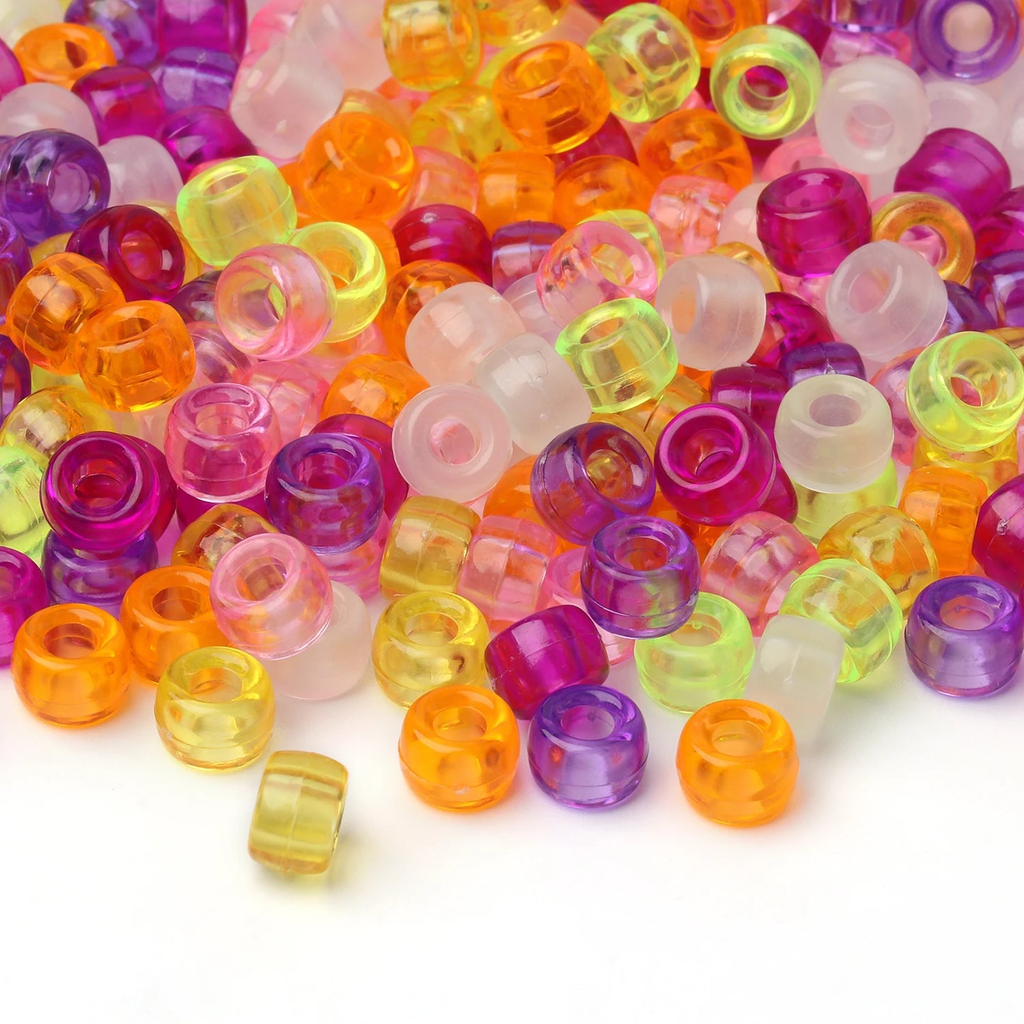 100pcs Wholesale Clear Colored Pony Beads 6x9mm Acrylic Loose Spacer Beads For Jewelry Making Diy Nakelace Bracelet Supplies - Drop Fanatic