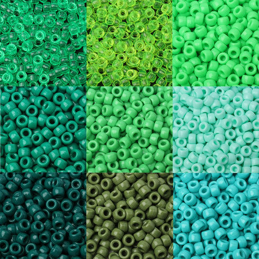 100pcs Green Color 6x9mm Pony Beads Acrylic Loose Beads Diy Craft Jewelry Bracelets Making Hair Supplies - Drop Fanatic