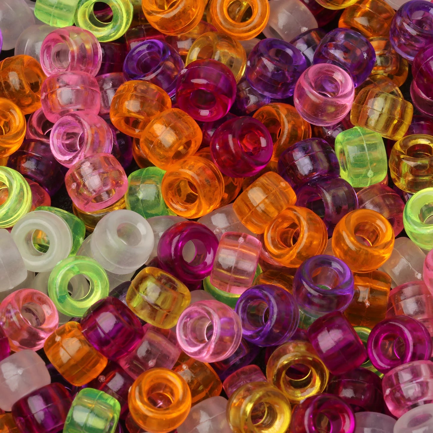 100pcs Wholesale Clear Colored Pony Beads 6x9mm Acrylic Loose Spacer Beads For Jewelry Making Diy Nakelace Bracelet Supplies - Drop Fanatic