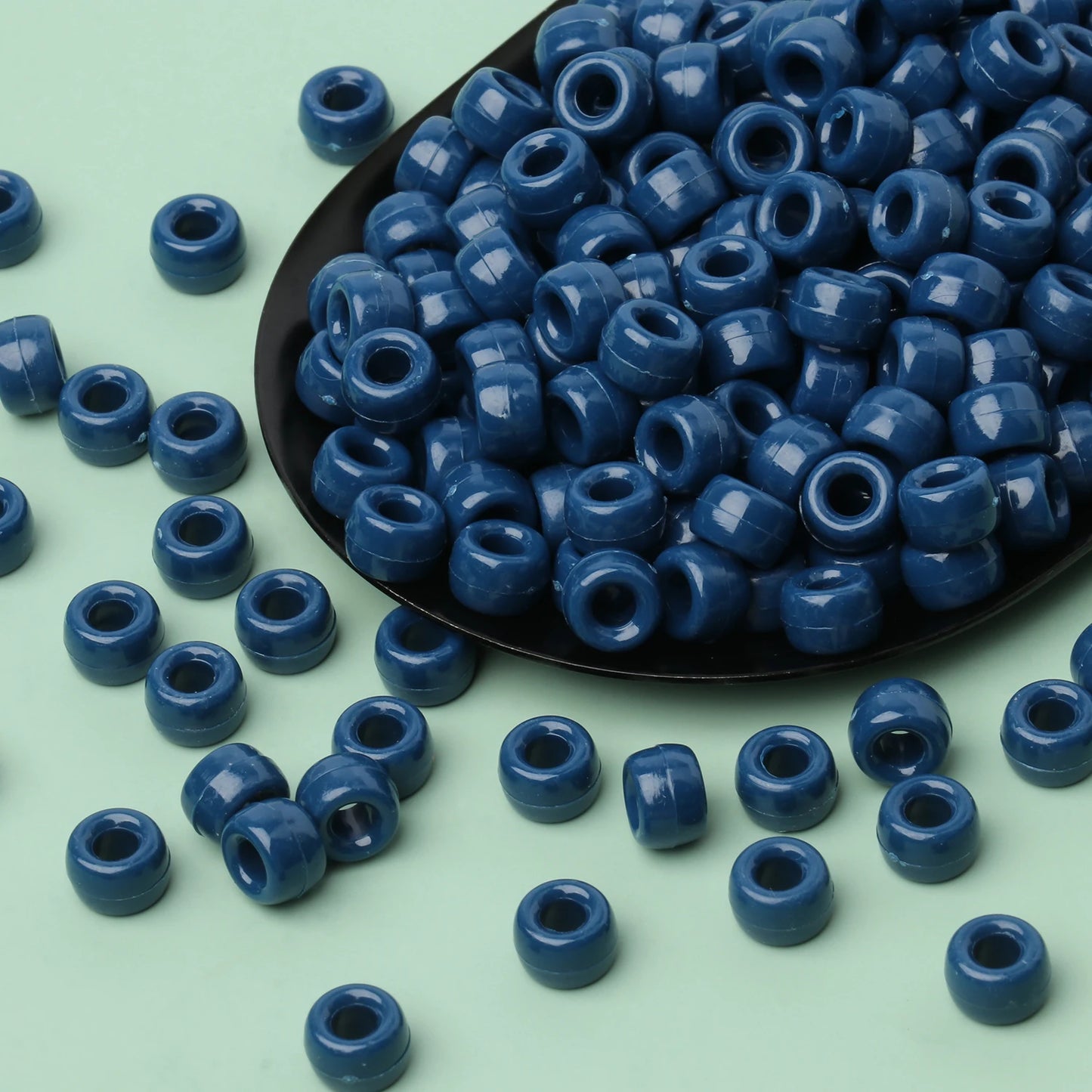 100pcs Blue Color 6x9mm Pony Beads Acrylic Loose Beads Diy Craft Jewelry Bracelets Making Hair Supplies - Drop Fanatic