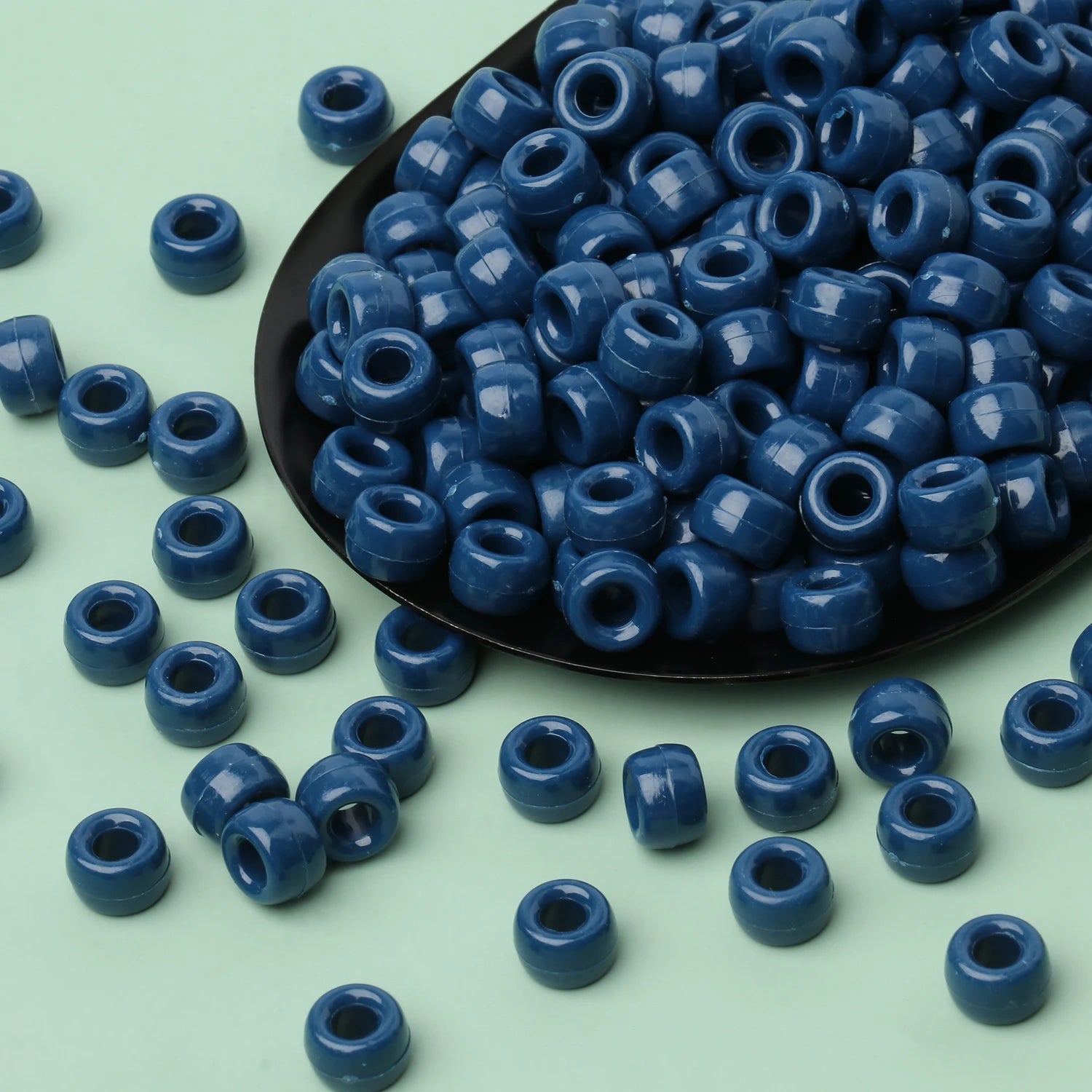 100pcs Blue Color 6x9mm Pony Beads Acrylic Loose Beads Diy Craft Jewelry Bracelets Making Hair Supplies - Drop Fanatic
