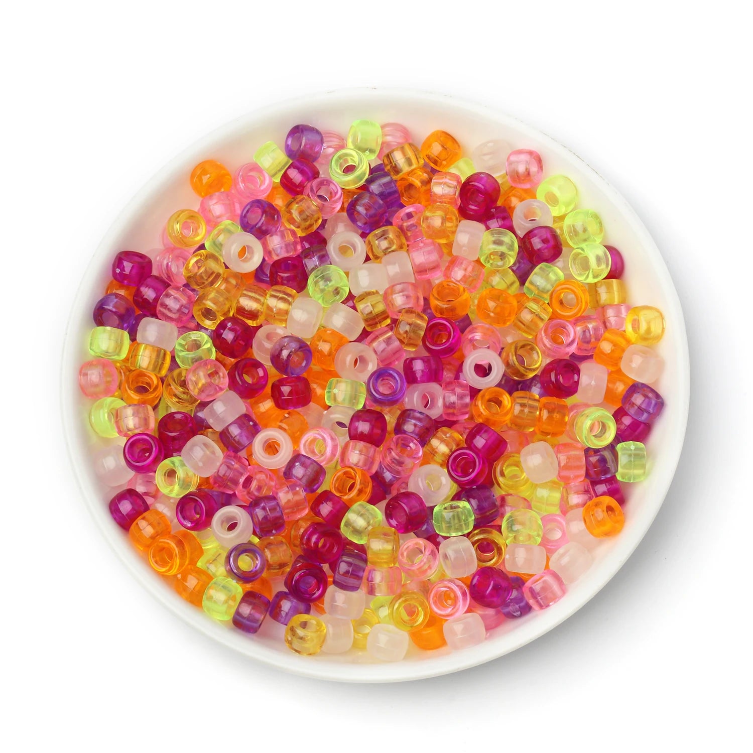 100pcs Wholesale Clear Colored Pony Beads 6x9mm Acrylic Loose Spacer Beads For Jewelry Making Diy Nakelace Bracelet Supplies - Drop Fanatic