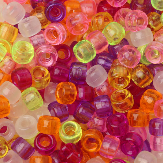 100pcs Wholesale Clear Colored Pony Beads 6x9mm Acrylic Loose Spacer Beads For Jewelry Making Diy Nakelace Bracelet Supplies - Drop Fanatic