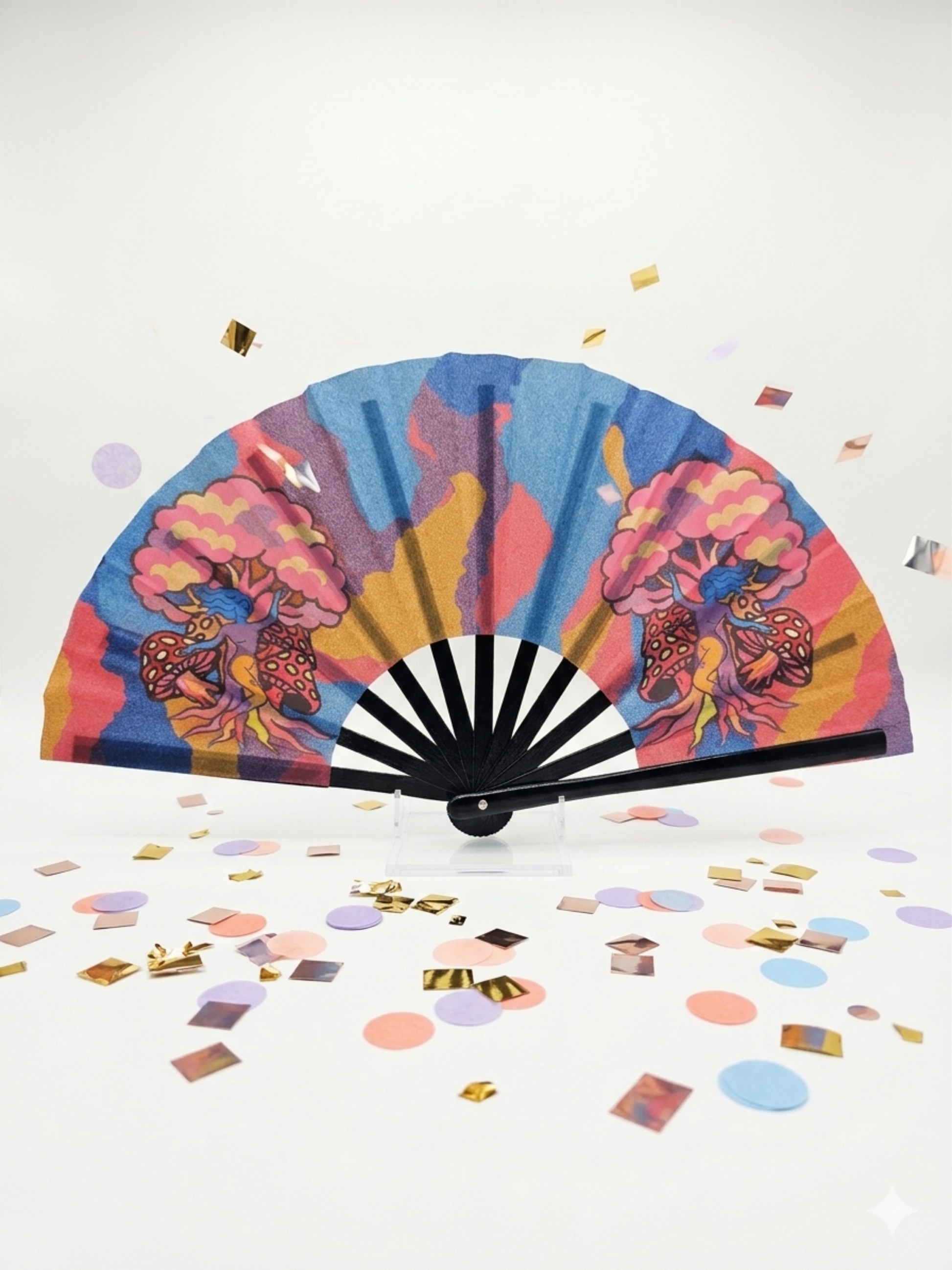 Mushrooms & Chill 13inch hand fan - Drop Fanatic 