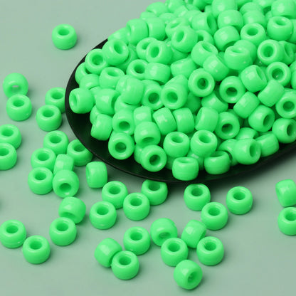 100pcs Green Color 6x9mm Pony Beads Acrylic Loose Beads Diy Craft Jewelry Bracelets Making Hair Supplies - Drop Fanatic 