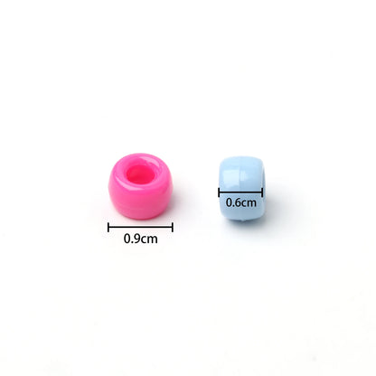 100pcs Green Color 6x9mm Pony Beads Acrylic Loose Beads Diy Craft Jewelry Bracelets Making Hair Supplies - Drop Fanatic 