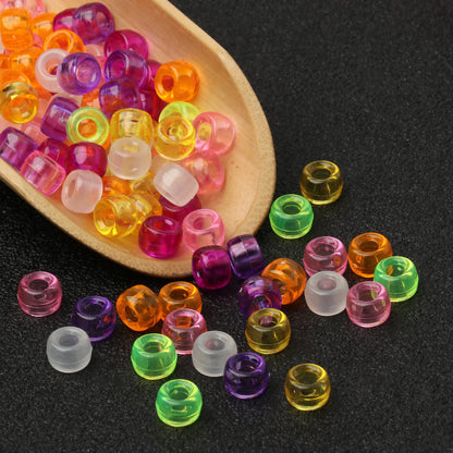 100pcs Wholesale Clear Colored Pony Beads 6x9mm Acrylic Loose Spacer Beads For Jewelry Making Diy Nakelace Bracelet Supplies - Drop Fanatic 