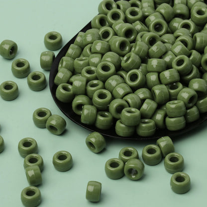100pcs Green Color 6x9mm Pony Beads Acrylic Loose Beads Diy Craft Jewelry Bracelets Making Hair Supplies - Drop Fanatic 